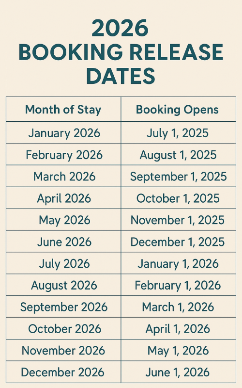 Booking Release Dates 2026